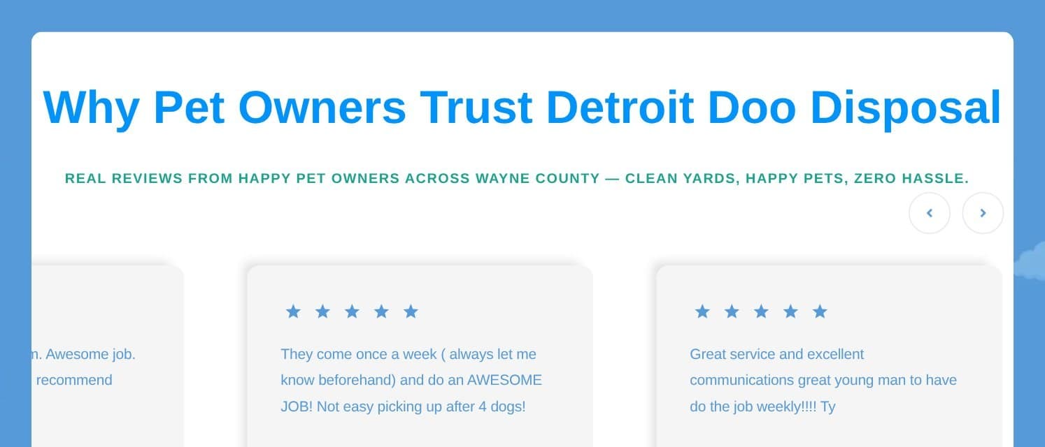 The reviews section of the homepage: five-star reviews from local customers, shown on the page rather than linked away.